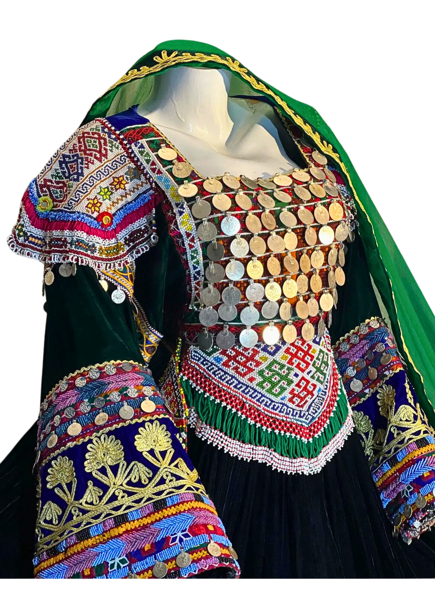 Traditional Afghan Women Long Black Bridal Kochi Dress