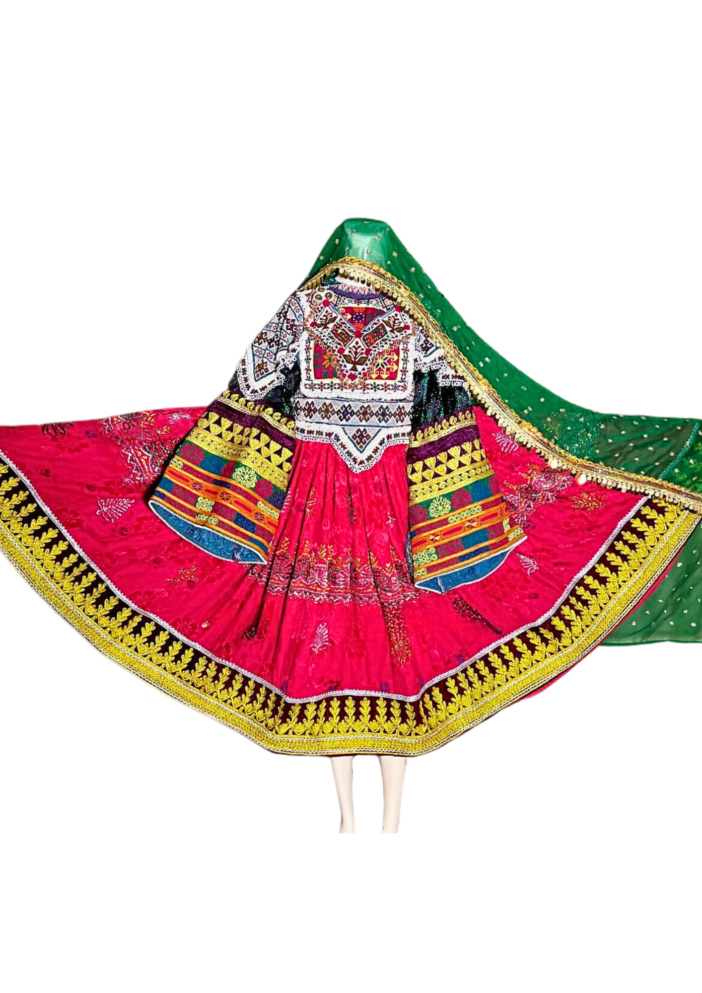 Traditional Afghan Women Long PINK Bridal Kochi Dress