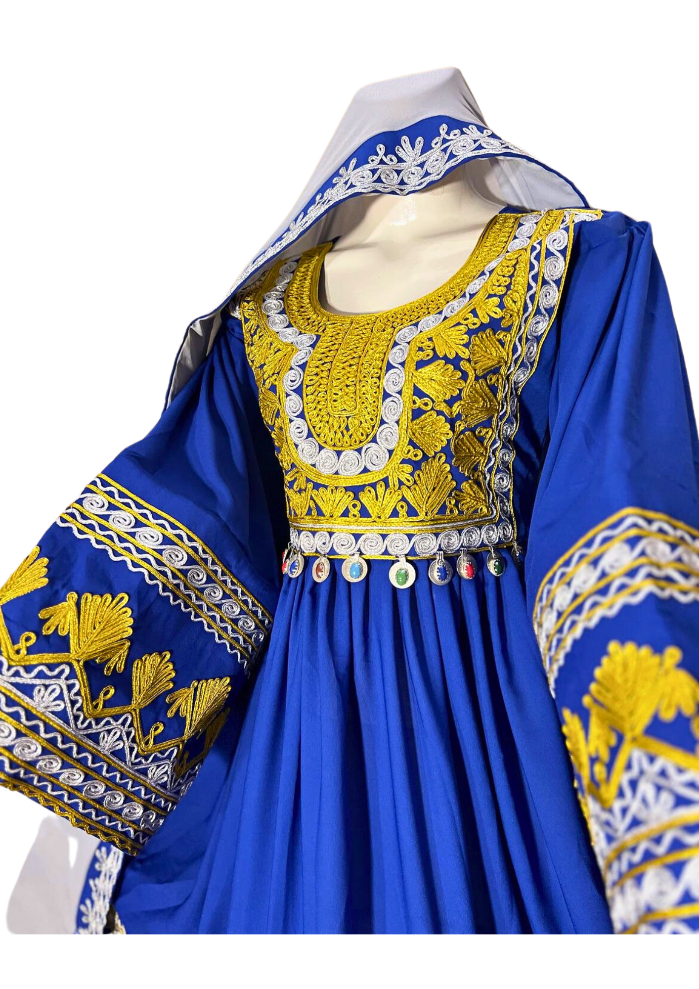 Traditional Afghan Women Short Blue Simple Dress