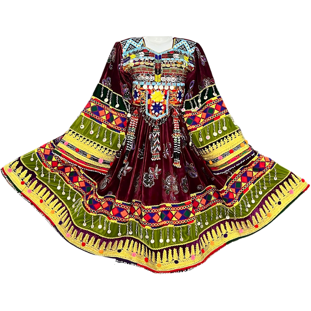 Traditional Afghan Short Red Women Dress
