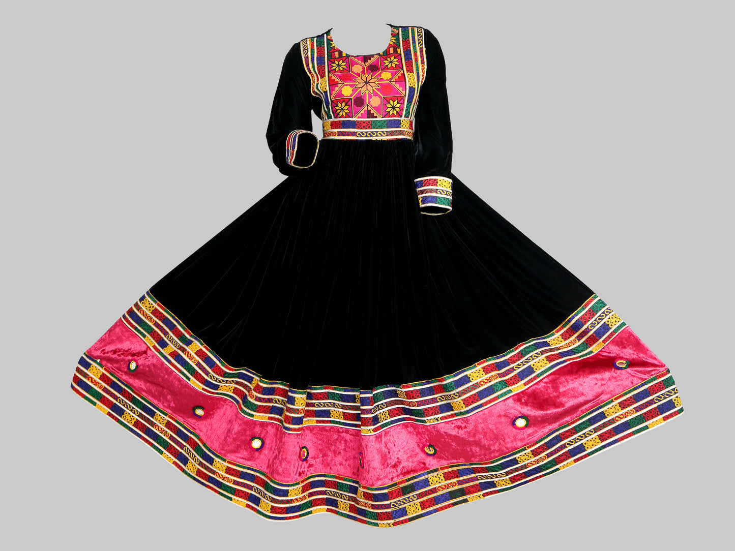 Traditional Afghan Women Long Black Simple Dress