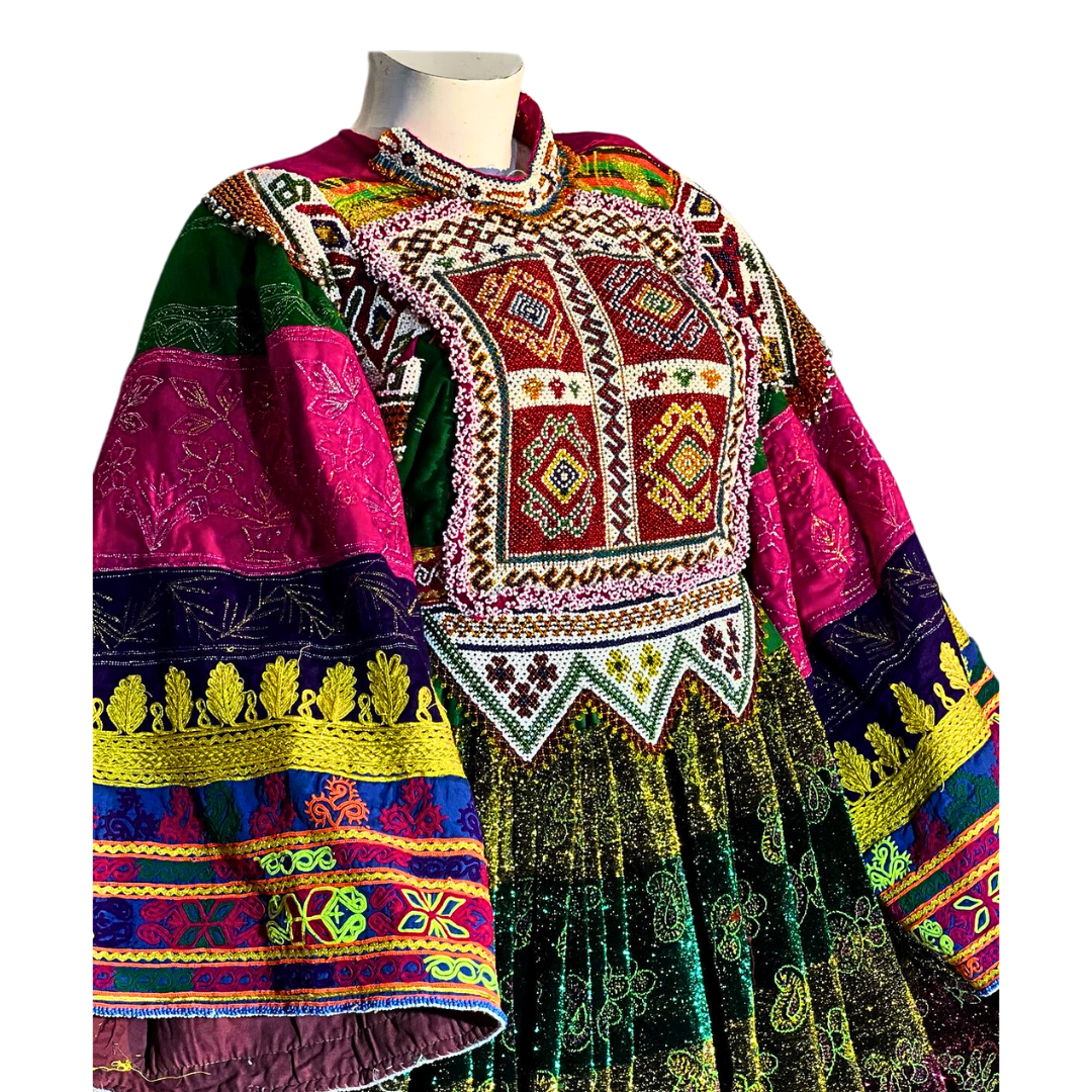 Traditional Afghan Bridal Long Velvet Vintage Kochi Dress