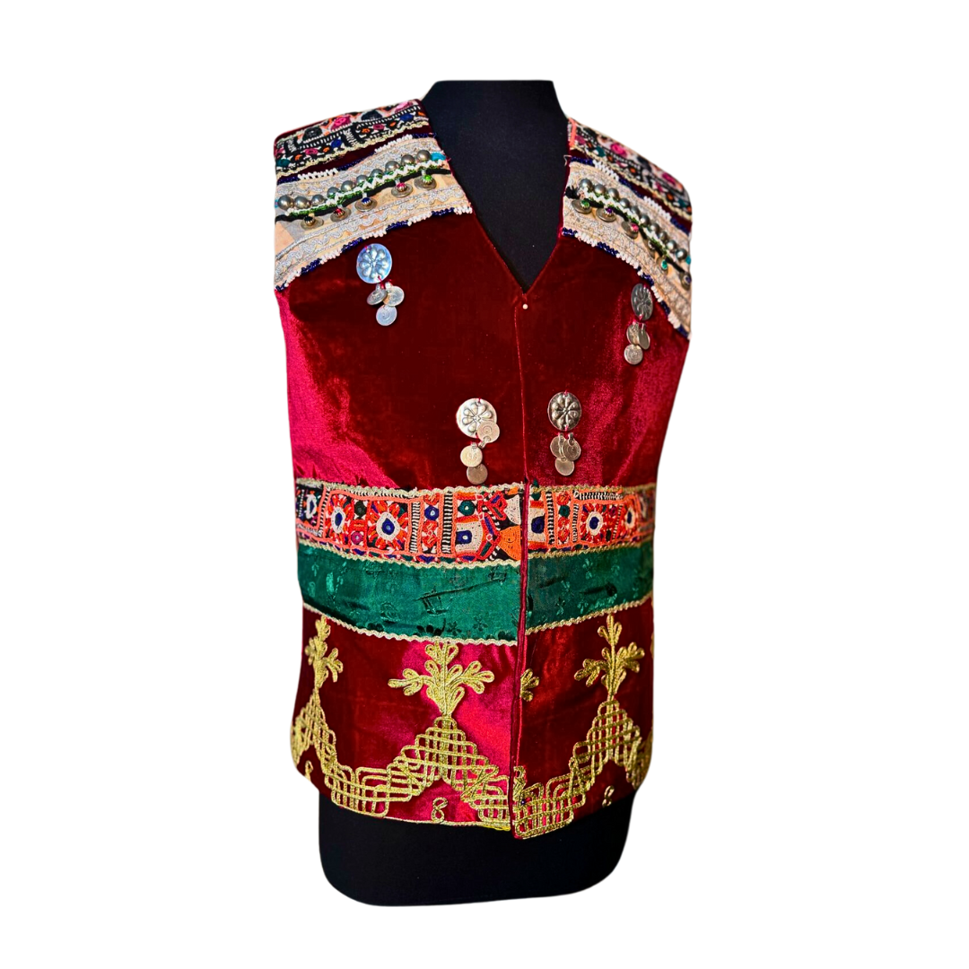 Traditional Afghan Men Groom Red Waskat - Waistcoat