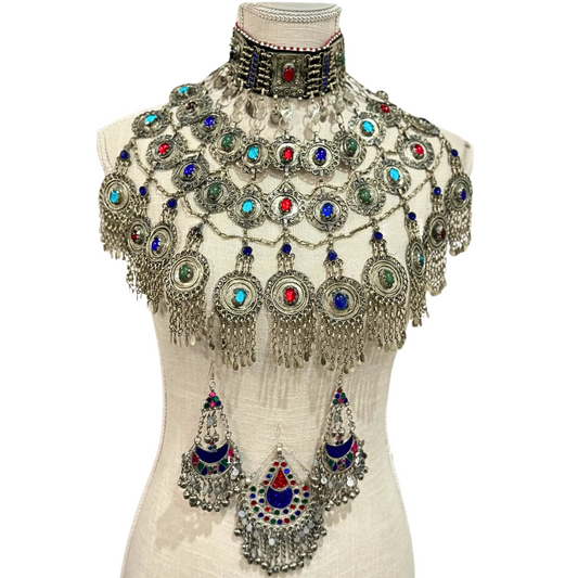 Traditional Afghan Vintage Colorful Stone Bridal Jewellery Full Set