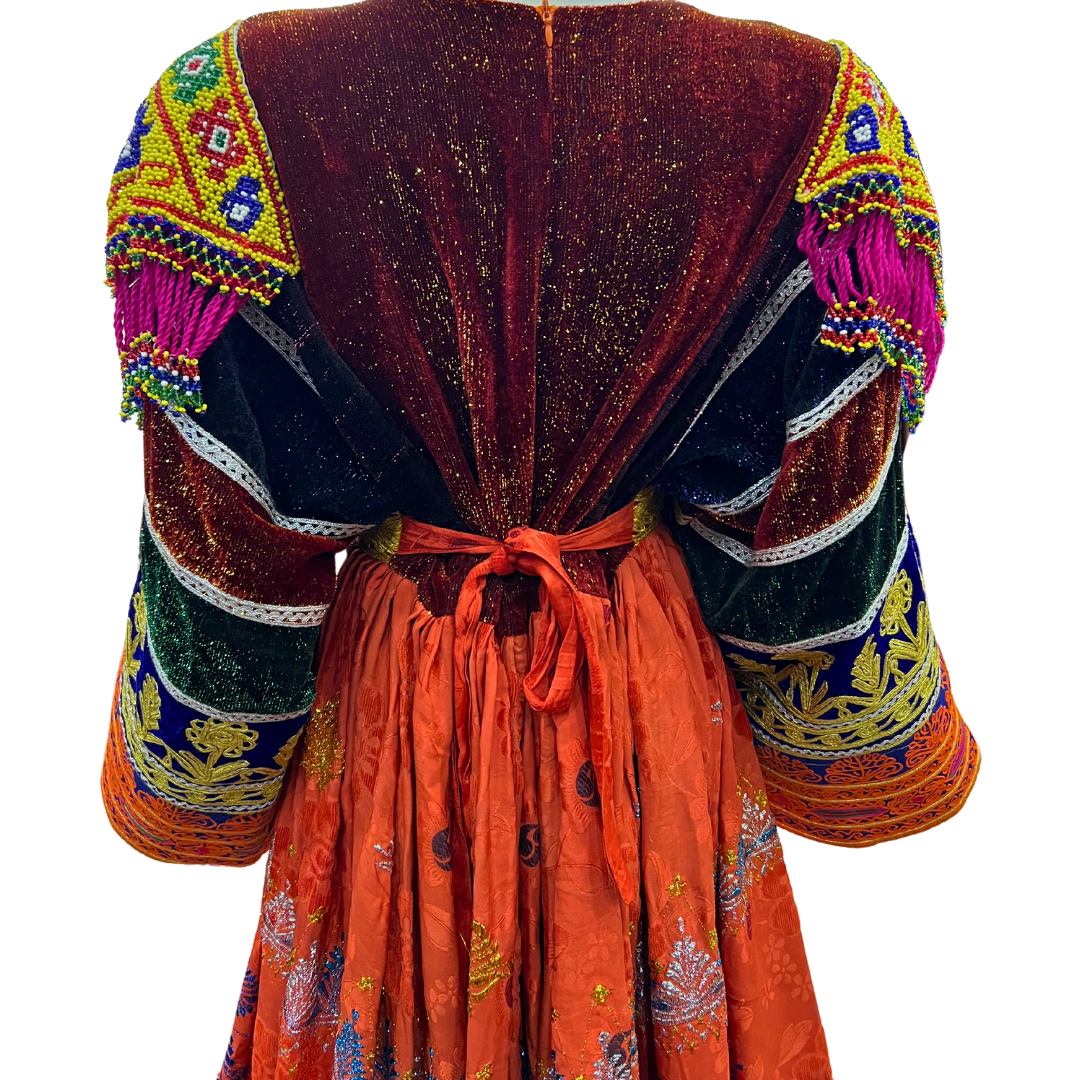 Traditional Afghan Short Orange Women Dress