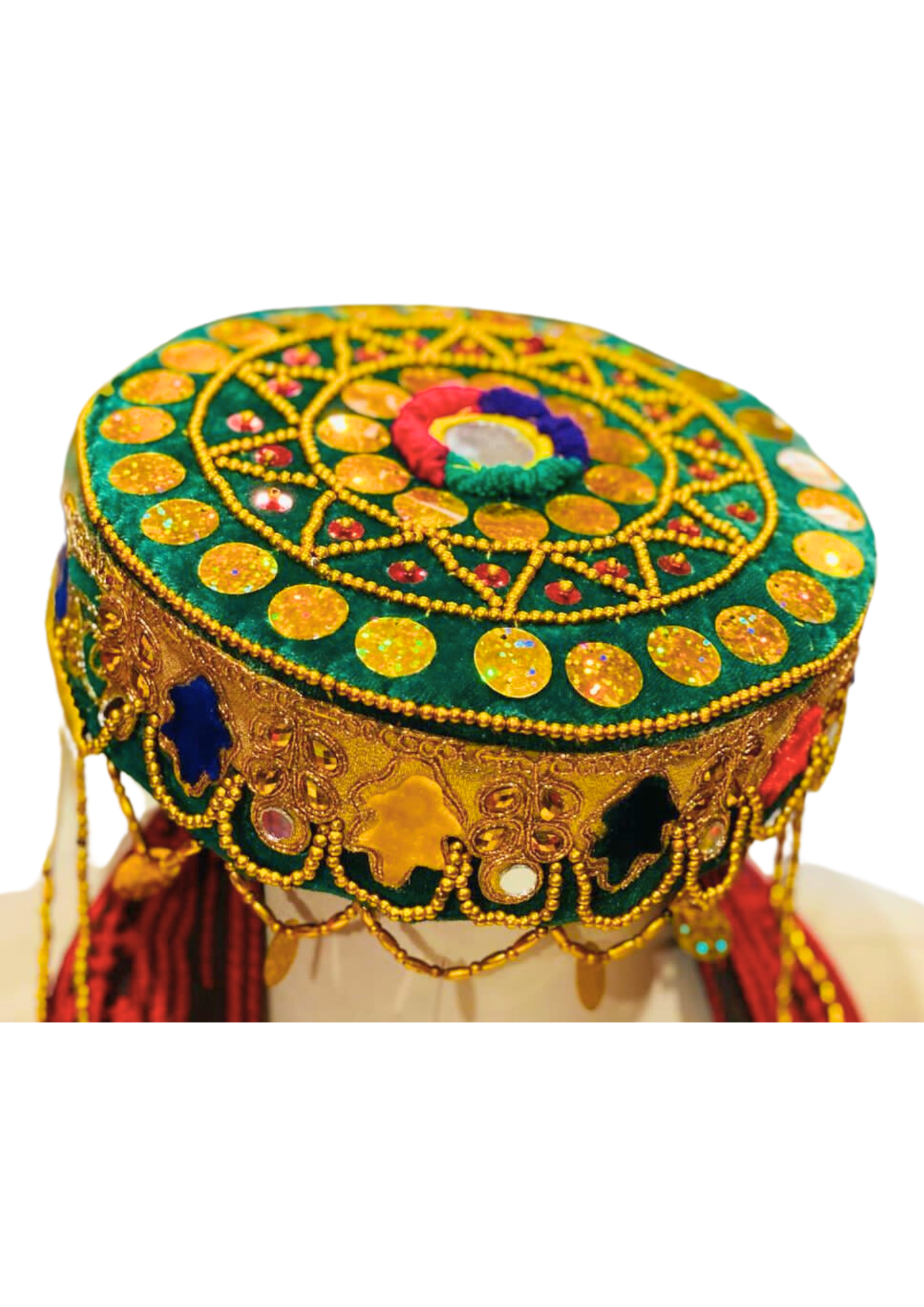 Traditional Afghan Women Green Bridal Hat