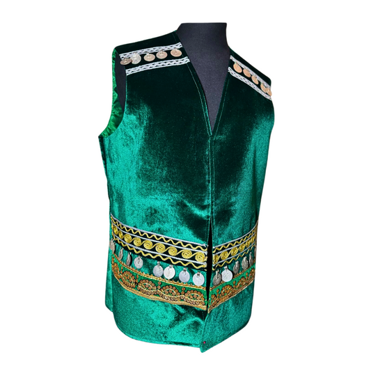 Traditional Afghan Men Green Waskat - Waistcoat