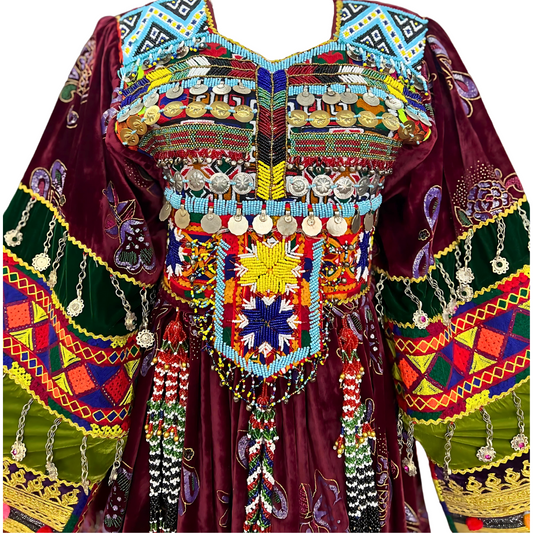 Traditional Afghan Short Red Women Dress