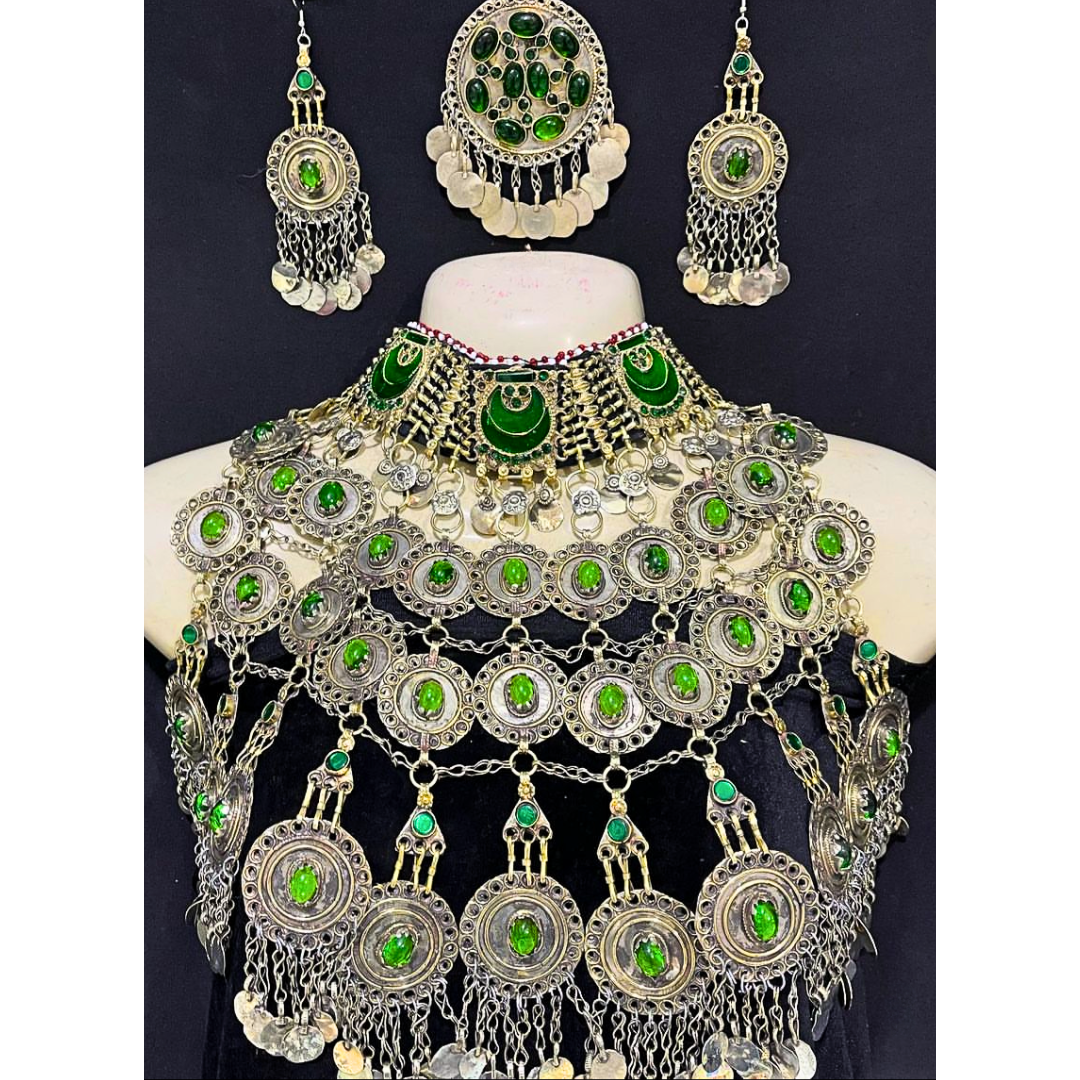 Traditional Afghan Vintage Green Bridal Full Set