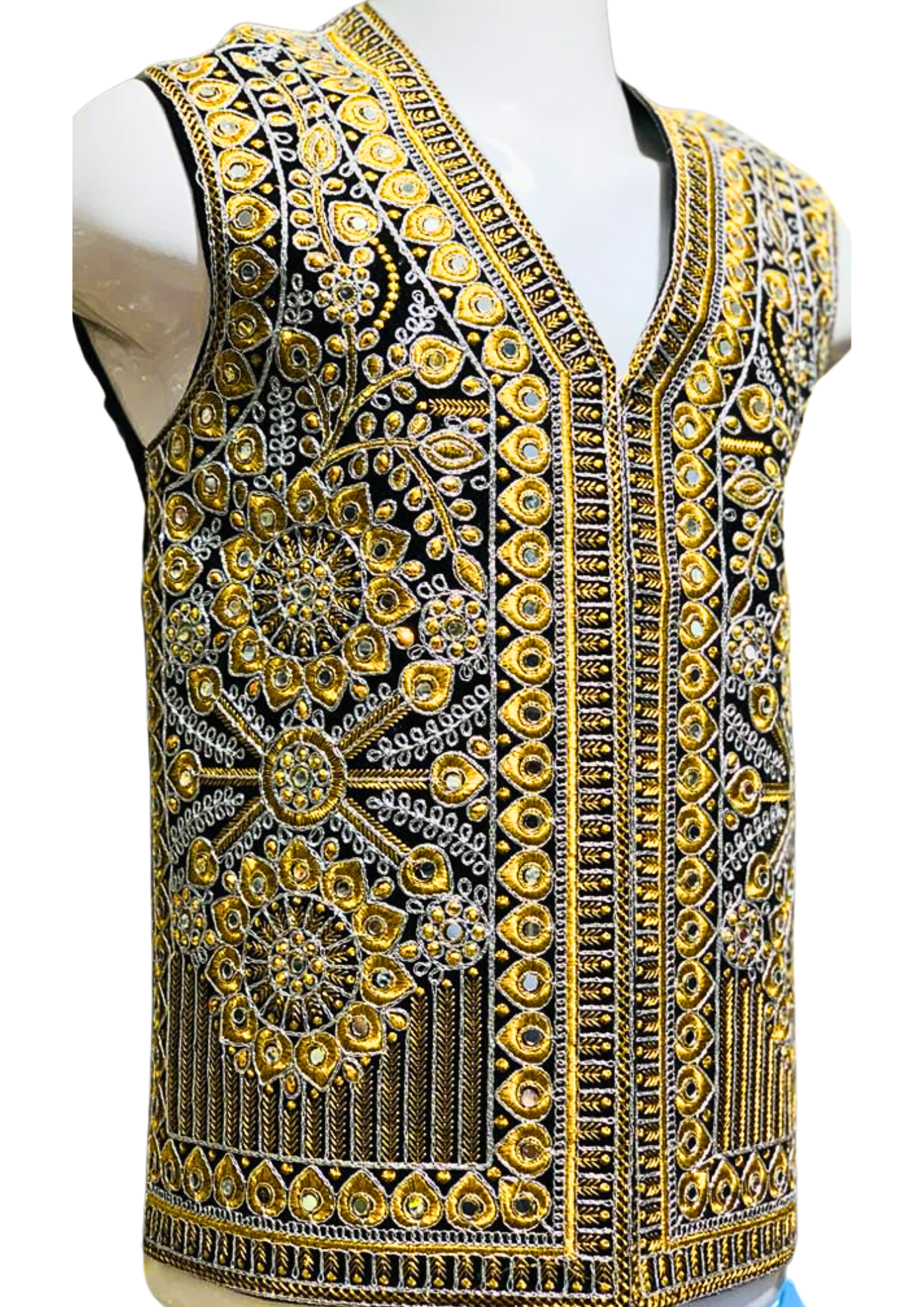 Traditional Afghan Groom Gold Waist Coat