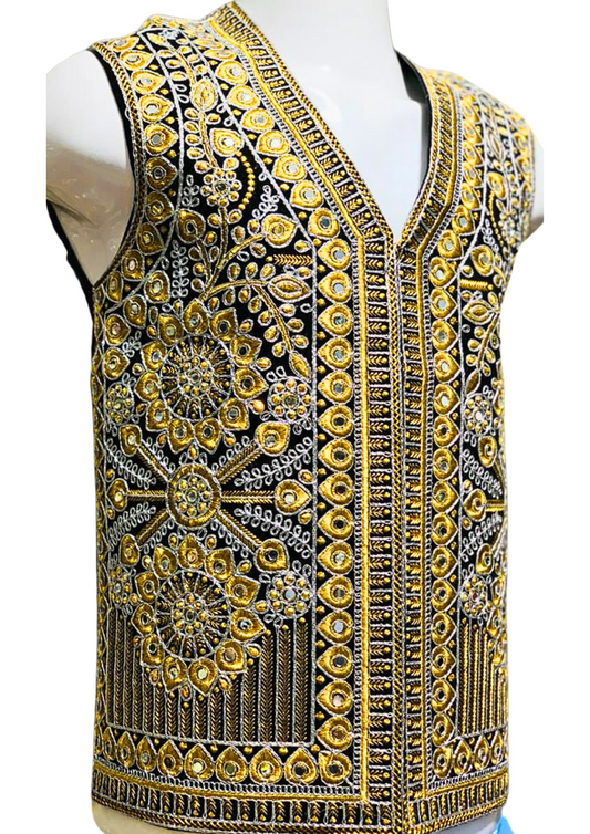 Traditional Afghan Groom Gold Waist Coat