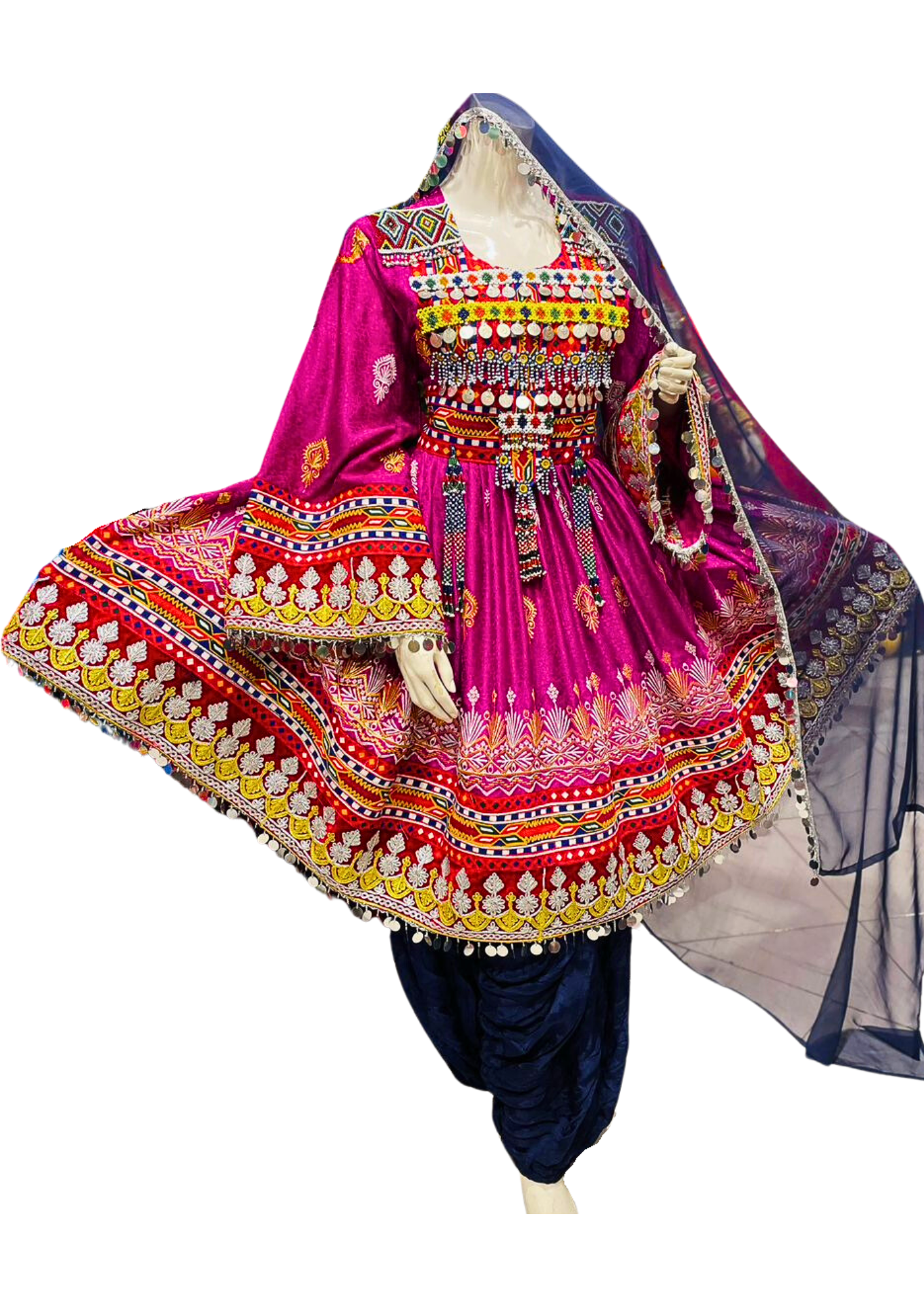 Traditional Afghan Women Pink Short Bridal Dress