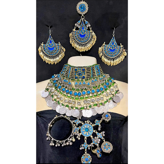 Traditional Afghan Vintage Blue Bridal Full Set