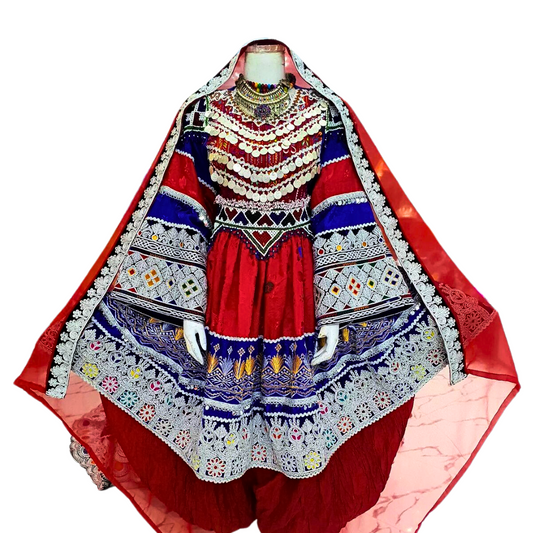 Traditional Afghan Bridal Short Red Kochi Dress