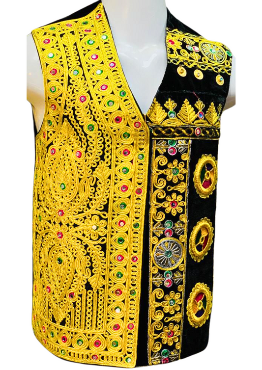 Traditional Afghan Groom Gold Waist Coat