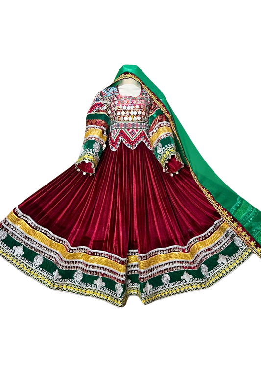 Traditional Afghan Bridal Red Long Kochi Dress