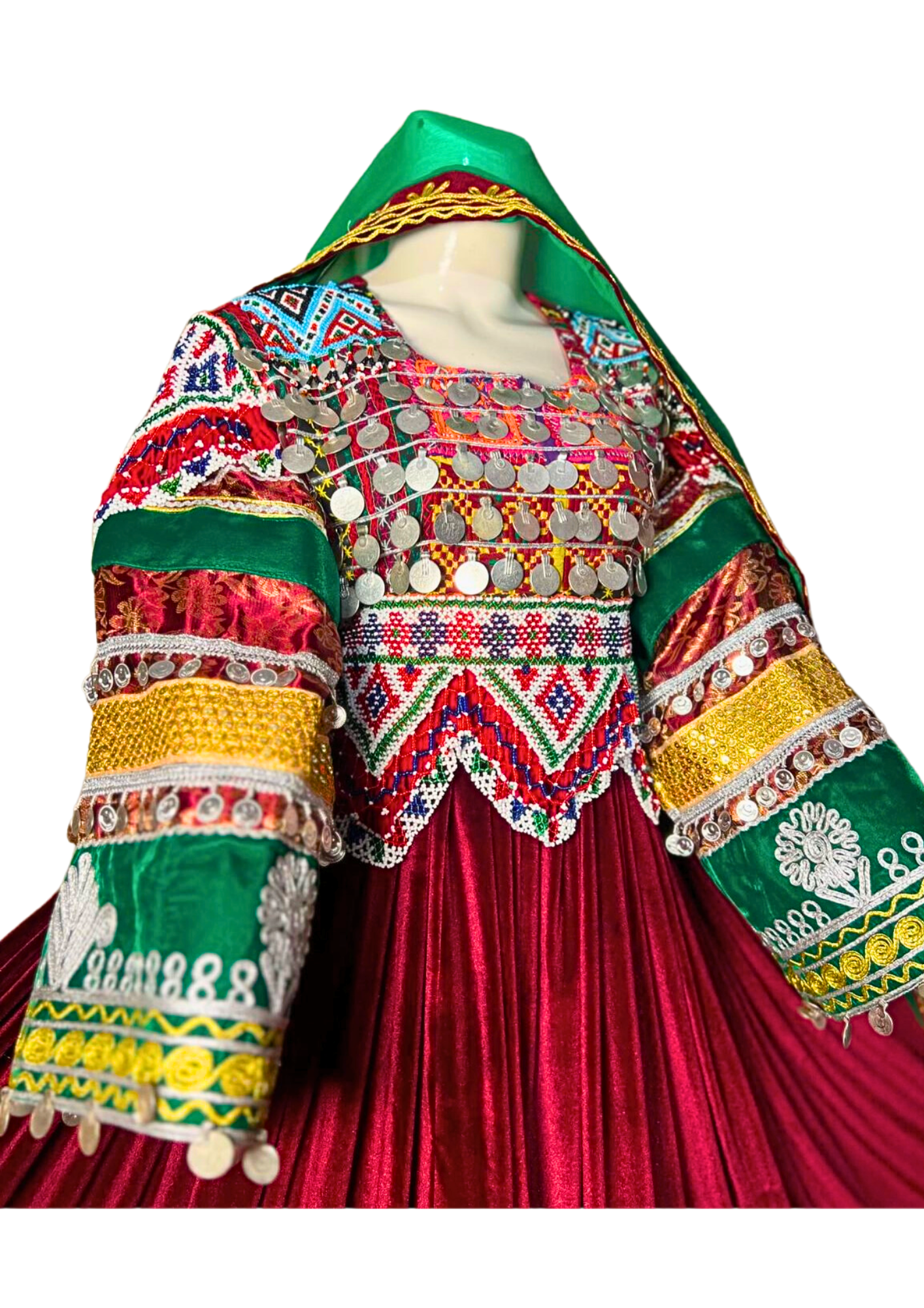 Traditional Afghan Bridal Red Long Kochi Dress