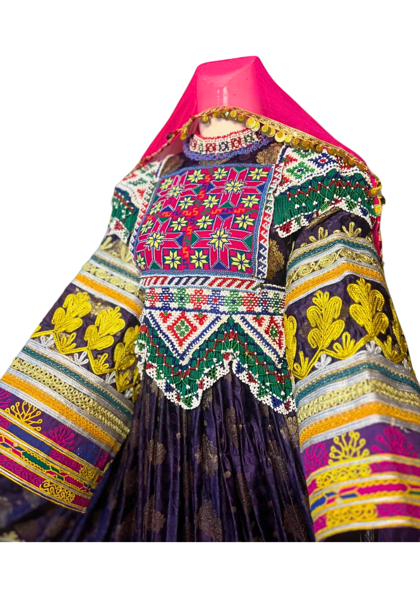 Traditional Afghan Women Long Purple Bridal Kochi Dress