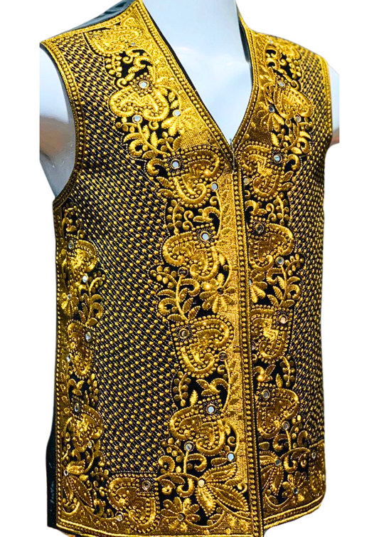 Traditional Afghan Groom Gold Waist Coat