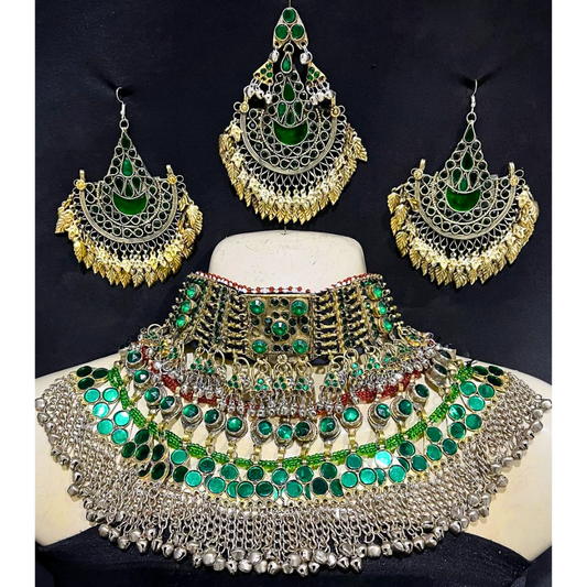 Traditional Afghan Vintage Green Bridal Full Set