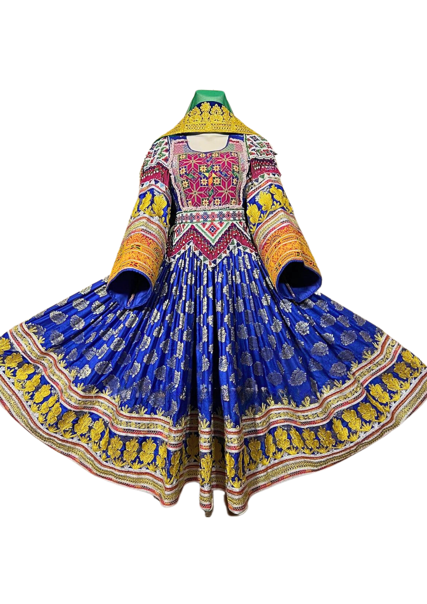 Traditional Afghan Women Long Blue Bridal Kochi Dress