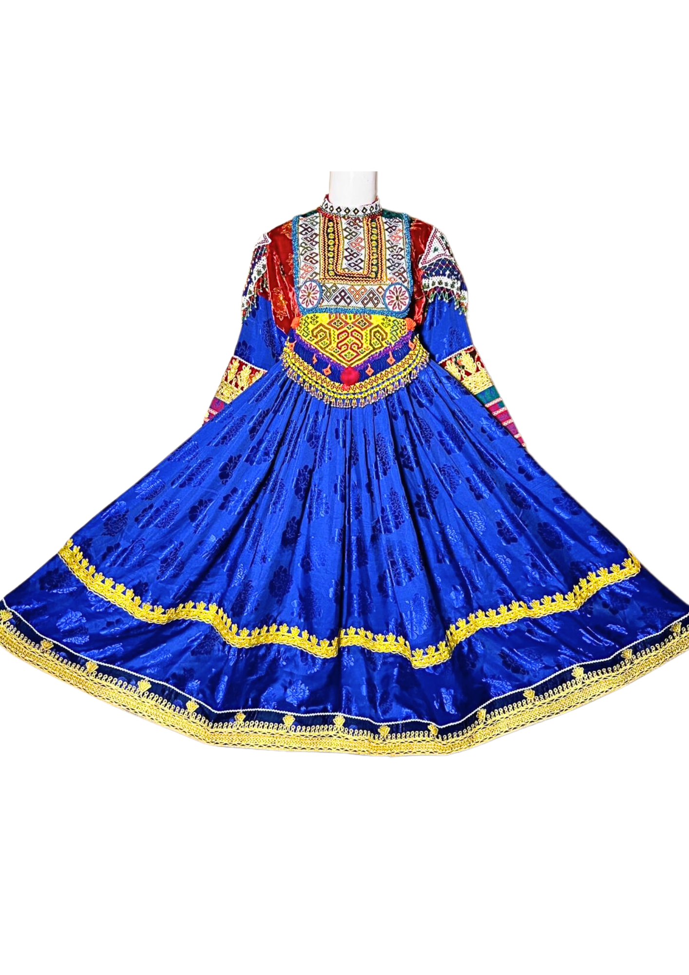 Traditional Afghan Women Long Blue Bridal Kochi Dress