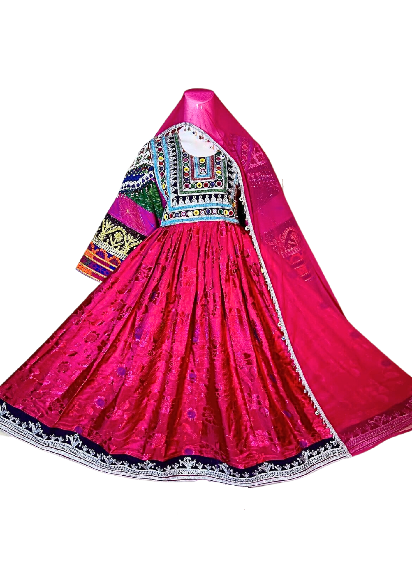 Traditional Afghan Women Long Pink Simple Kochi Dress