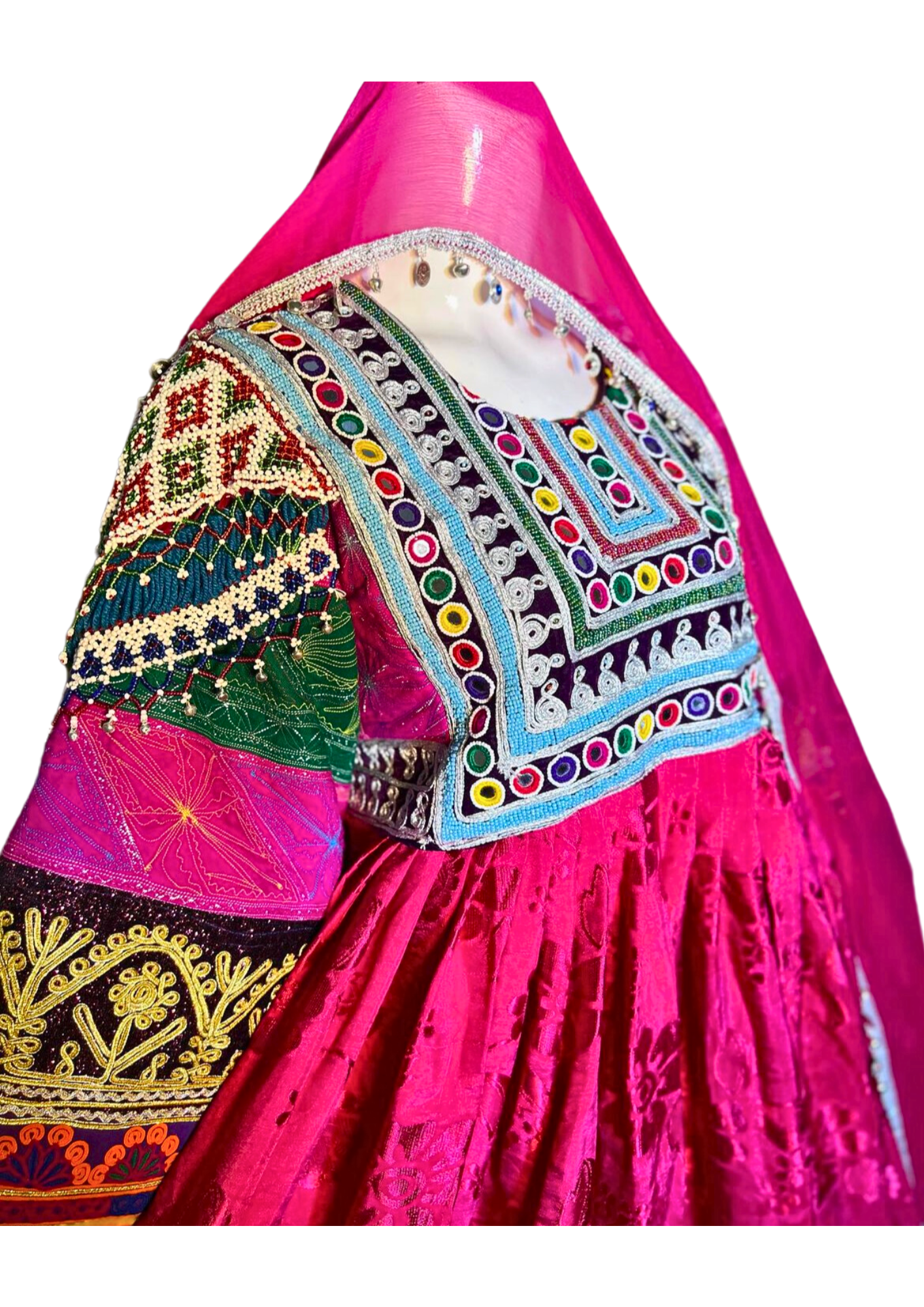 Traditional Afghan Women Long Pink Simple Kochi Dress