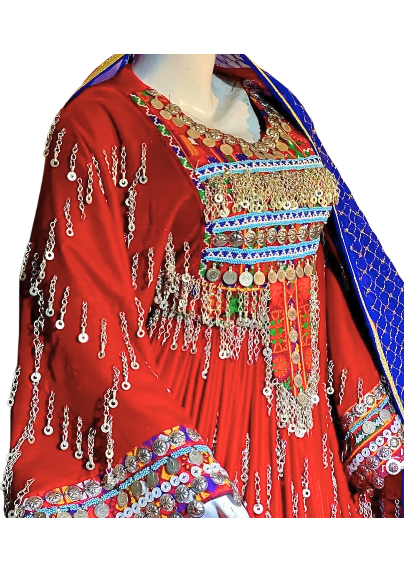 Traditional Afghan Women Long RED Bridal Dress