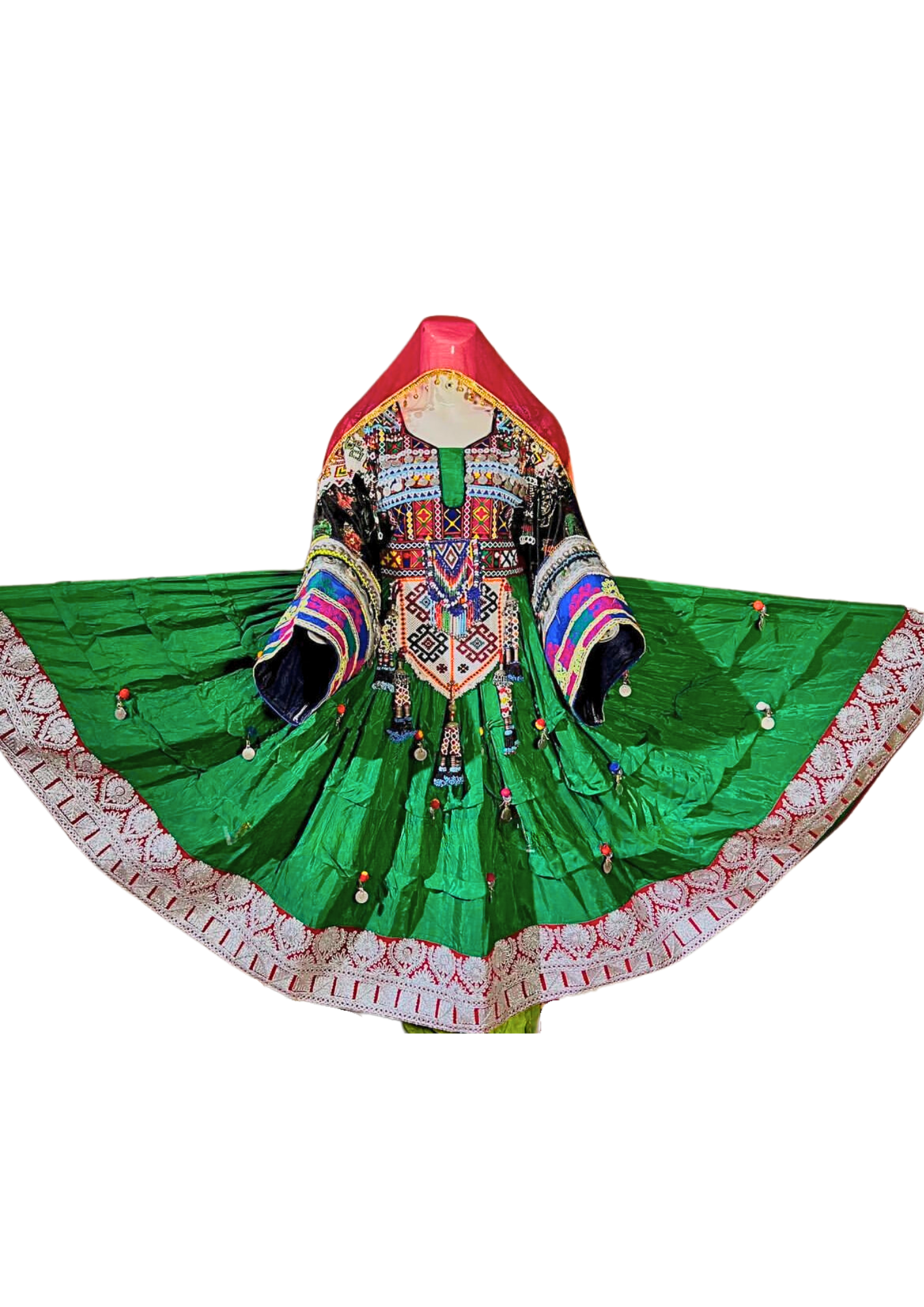 Traditional Afghan Women Short Green Bridal Dress