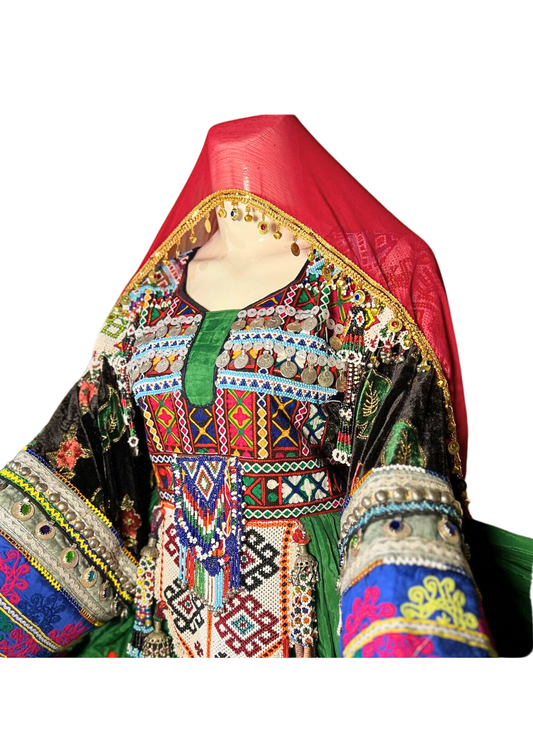 Traditional Afghan Women Short Green Bridal Dress