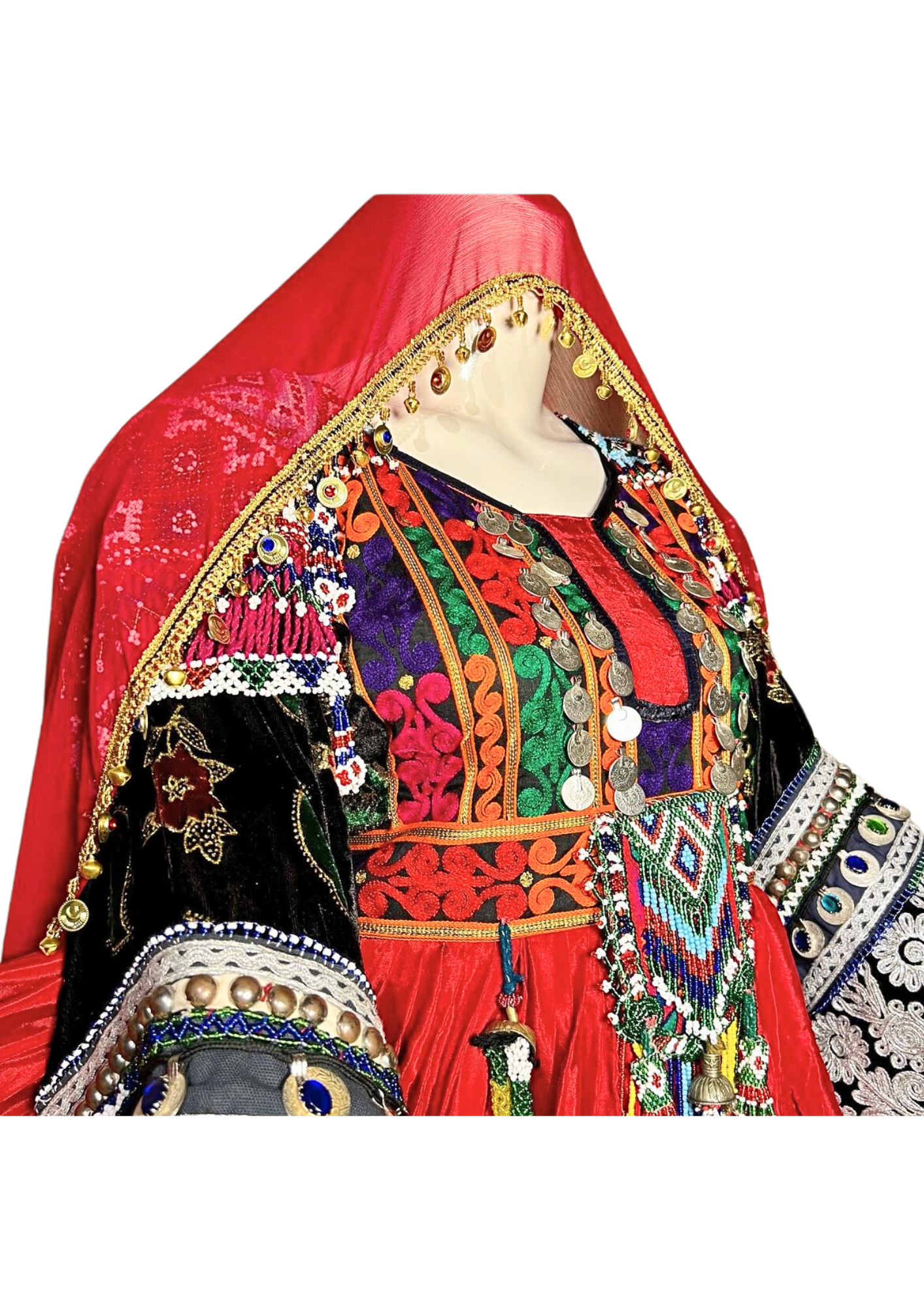 Traditional Afghan Women Long RED Bridal Kochi Dress