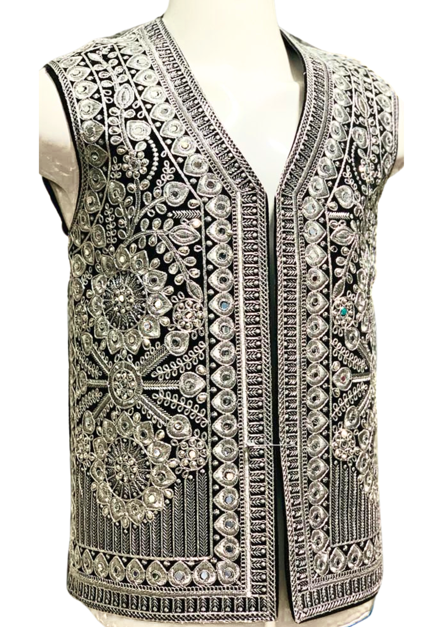 Traditional Afghan Groom Silver Waist Coat