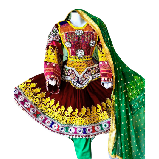 Traditional Afghan Women Short Bridal Kochi Dress