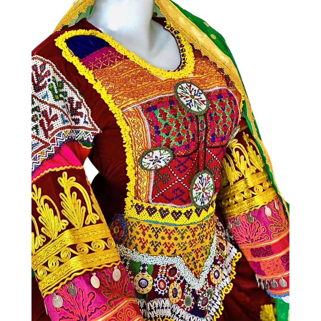 Traditional Afghan Women Short Bridal Kochi Dress