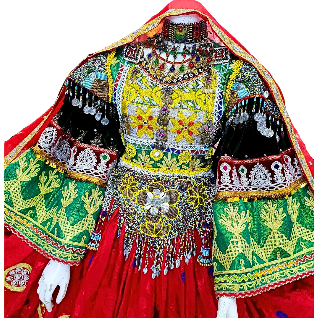 Traditional Afghan Women Kochi Red Bridal Long Dress