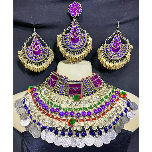 Traditional Afghan Vintage Purple Bridal Full Set