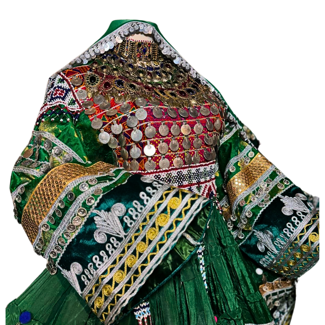 Traditional Afghan Bridal Short Green Kochi Dress