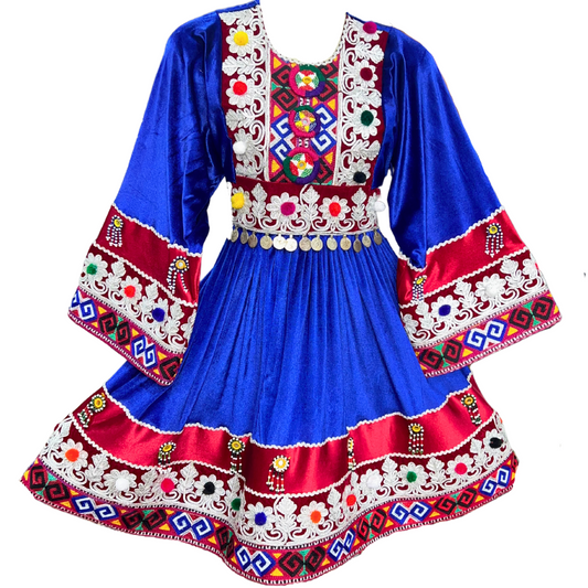 Traditional Afghan Little Girl Blue Dress