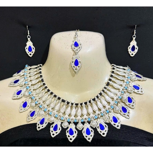 Traditional Vintage Bridal Afghan Jewellery Blue Full Set