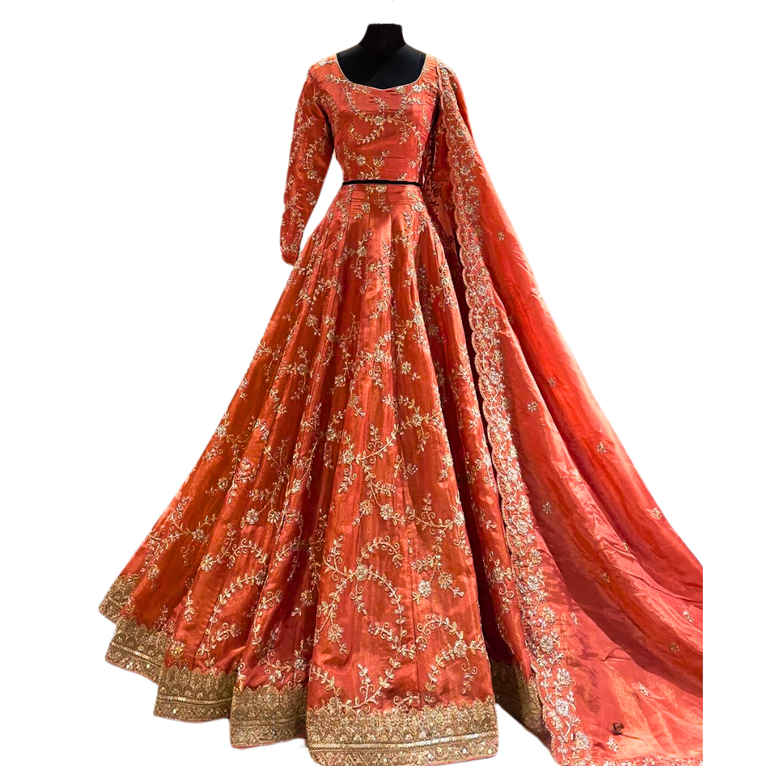 Traditional Indian Bridal Orange Lehenga