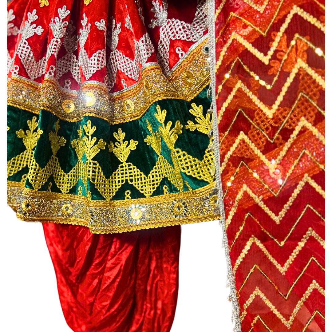 Traditional Afghan Women Bridal Red Kochi Dress with Waskat