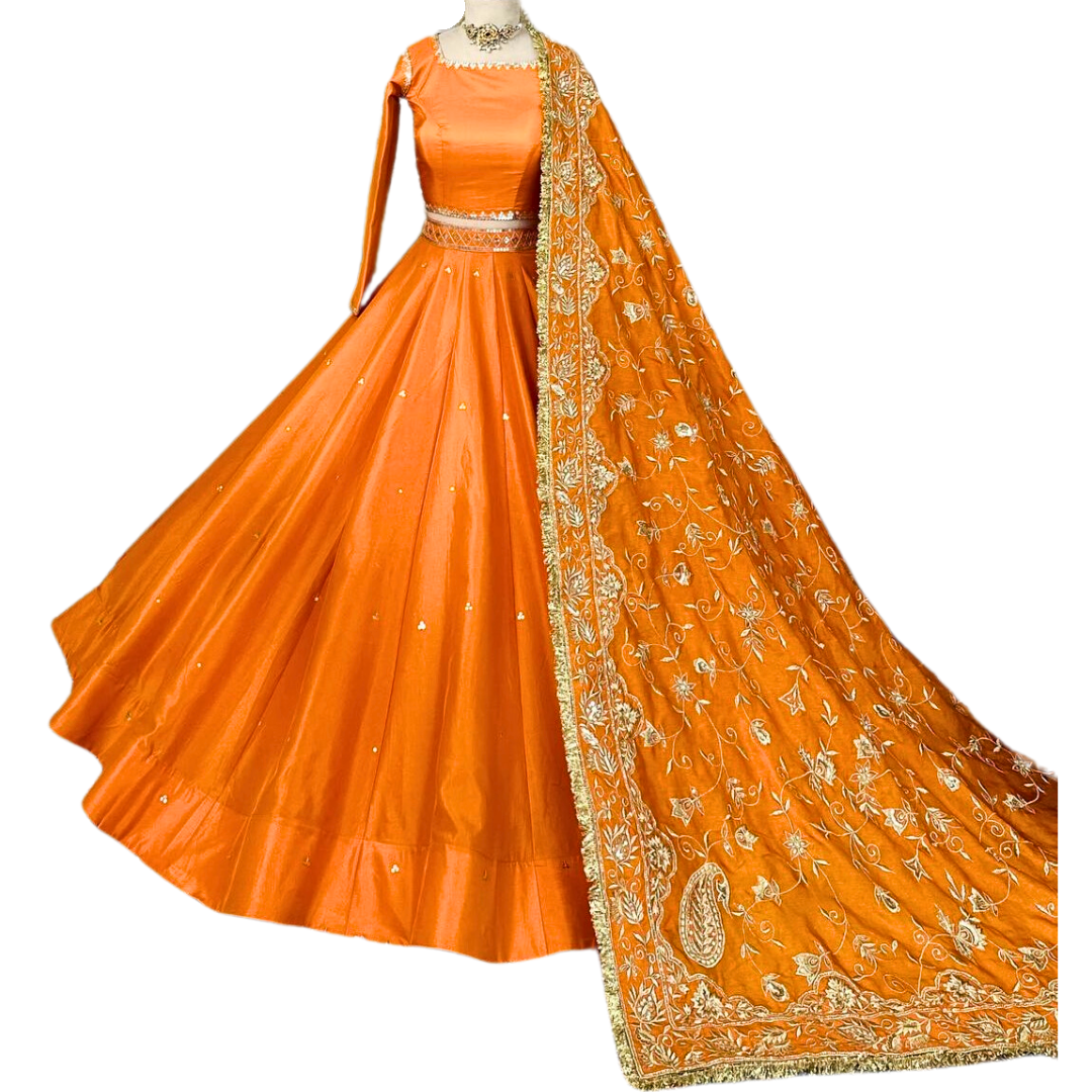 Traditional Indian Bridal Orange Lehenga