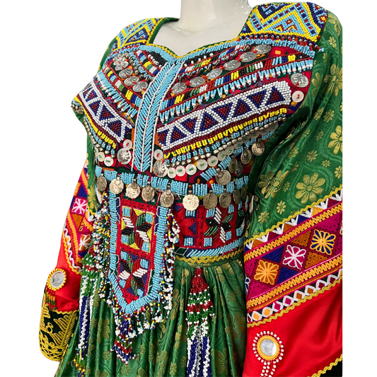 Traditional Afghan Short GREEN Women Dress