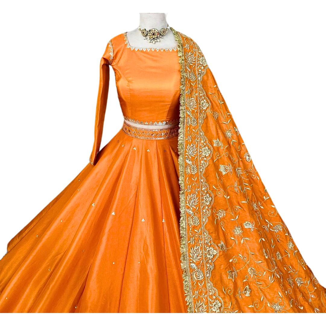 Traditional Indian Bridal Orange Lehenga