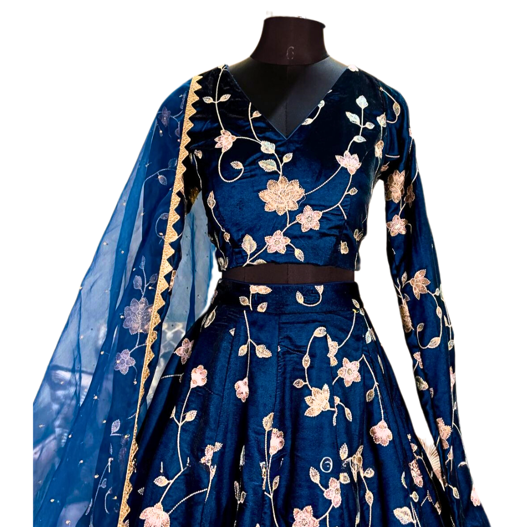 Traditional Indian Bridal Blue Lehenga