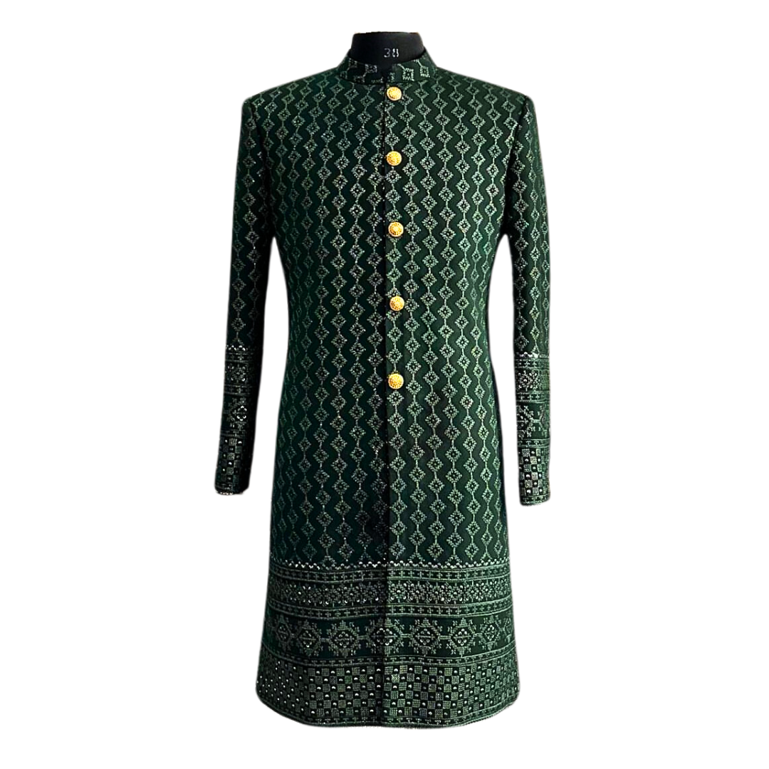 Traditional Indian Men Green Sherwani