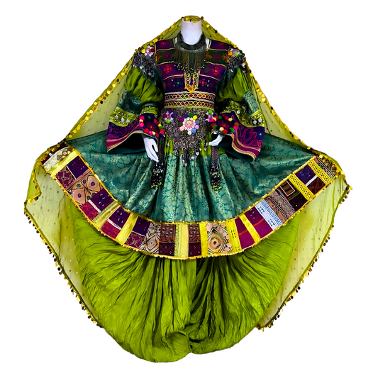 Traditional Afghan Bridal Green Kochi Short Dress