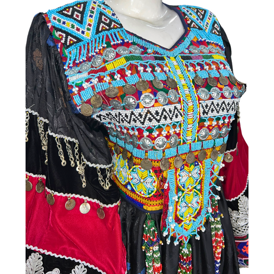 Traditional Afghan Short BLACK Women Dress