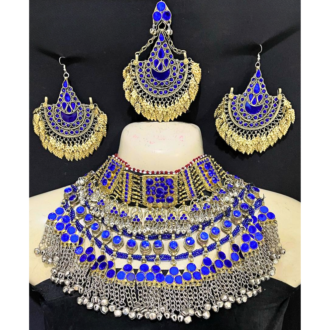 Traditional Afghan Vintage Blue Bridal Full Set